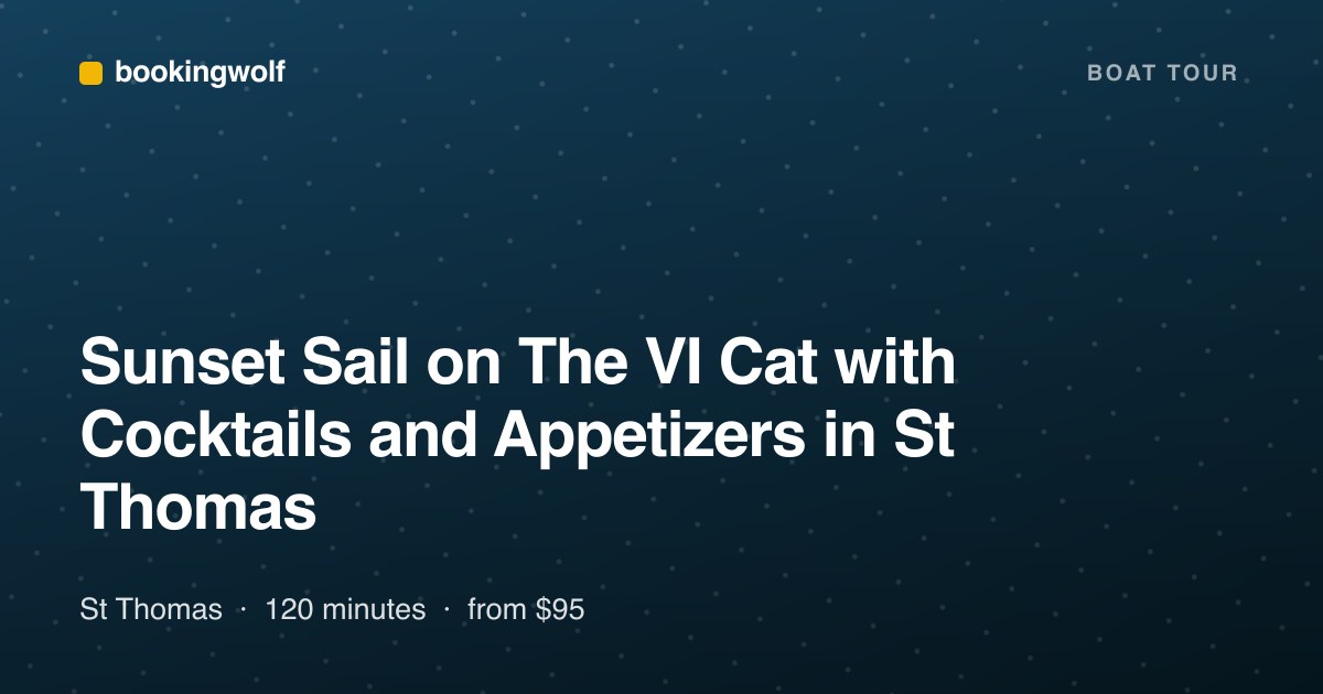 Sunset Sail on The VI Cat with Cocktails and Appetizers in St Thomas