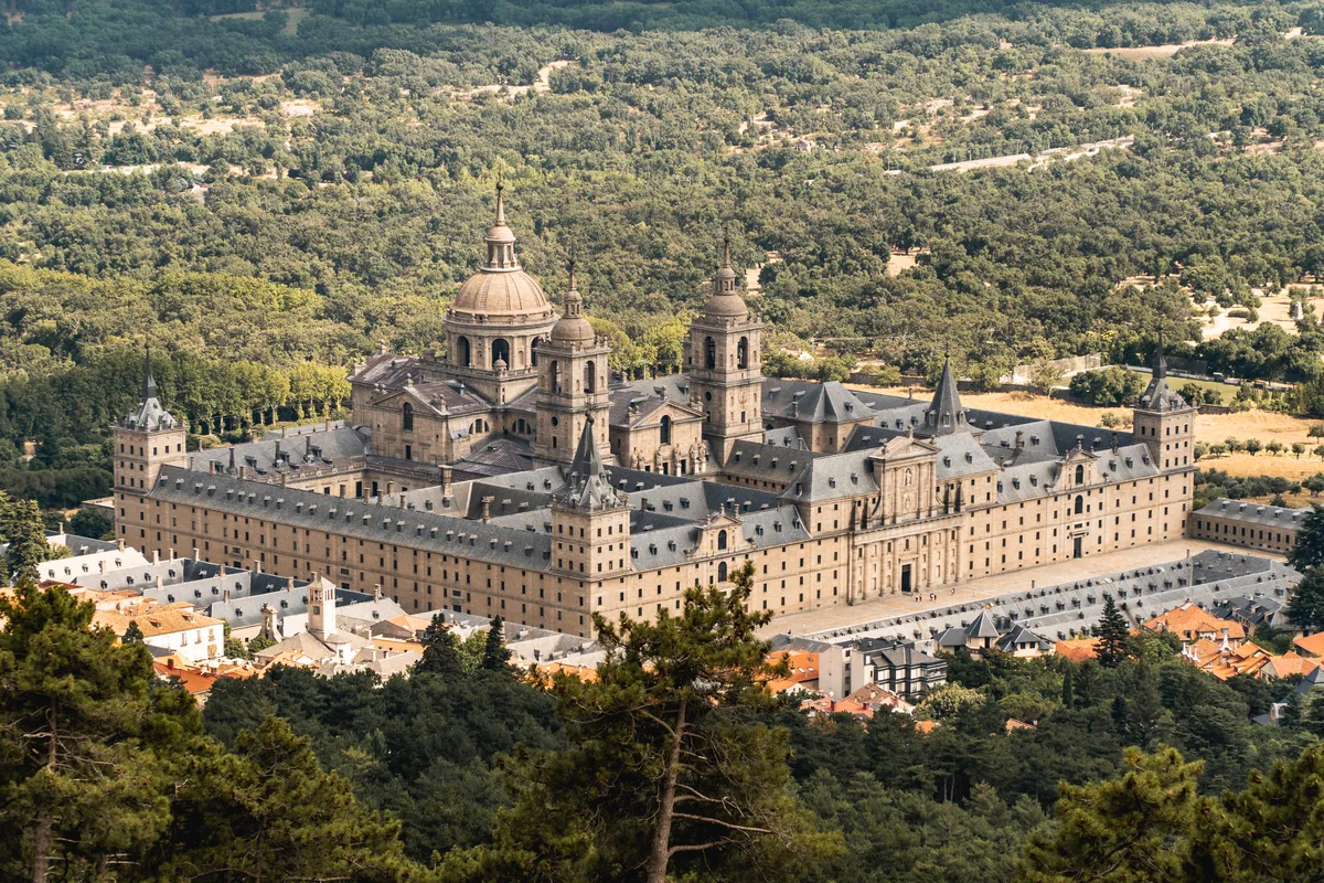 Escorial Monastery and Valley of the Fallen from Madrid