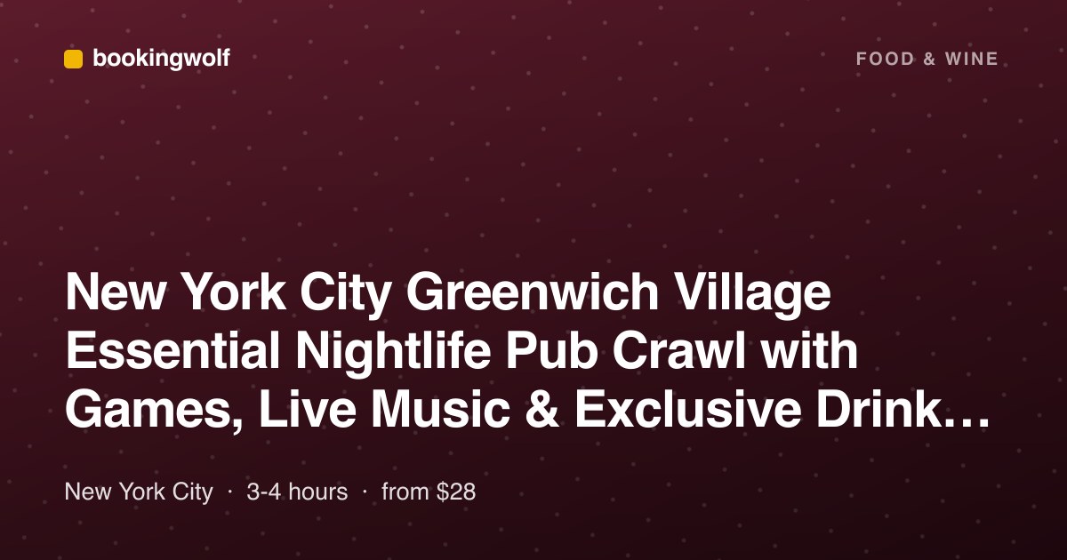 New York City Greenwich Village Essential Nightlife Pub Crawl with Games, Live Music & Exclusive Drink Deals