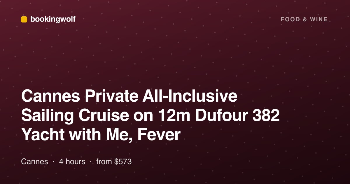 Cannes Private All-Inclusive Sailing Cruise on 12m Dufour 382 Yacht with Me, Fever