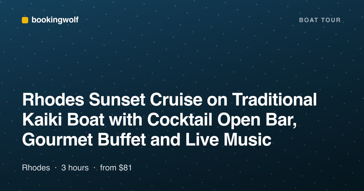 Rhodes Sunset Cruise on Traditional Kaiki Boat with Cocktail Open Bar, Gourmet Buffet and Live Music