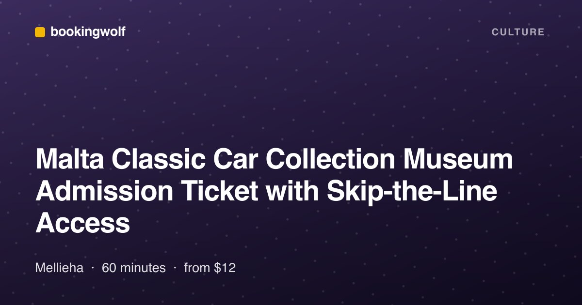 Malta Classic Car Collection Museum Admission Ticket with Skip-the-Line Access
