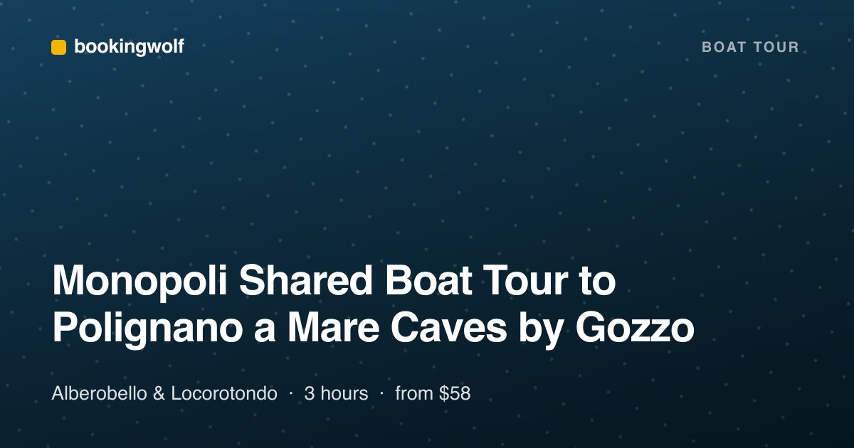 Monopoli Shared Boat Tour to Polignano a Mare Caves by Gozzo