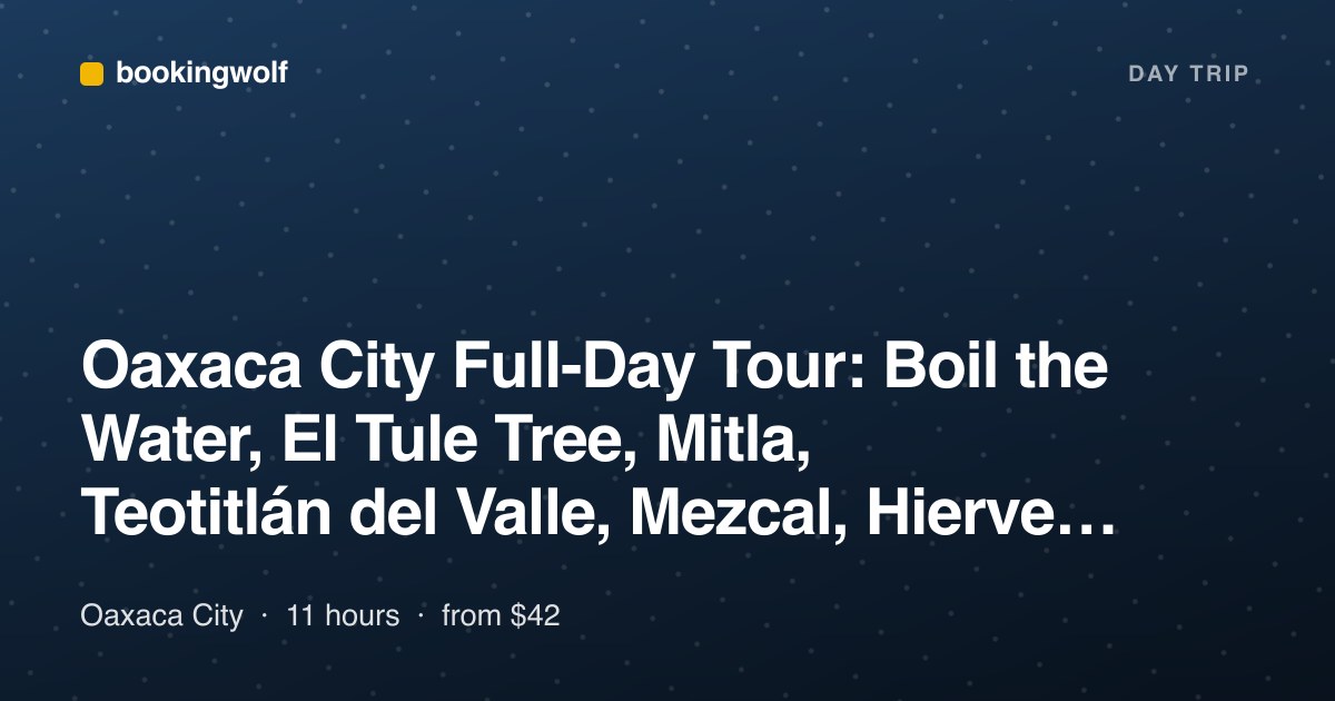 Oaxaca City Full-Day Tour: Boil the Water, El Tule Tree, Mitla, Teotitlán del Valle, Mezcal, Hierve el Agua