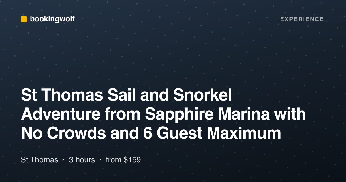 St Thomas Sail and Snorkel Adventure from Sapphire Marina with No Crowds and 6 Guest Maximum