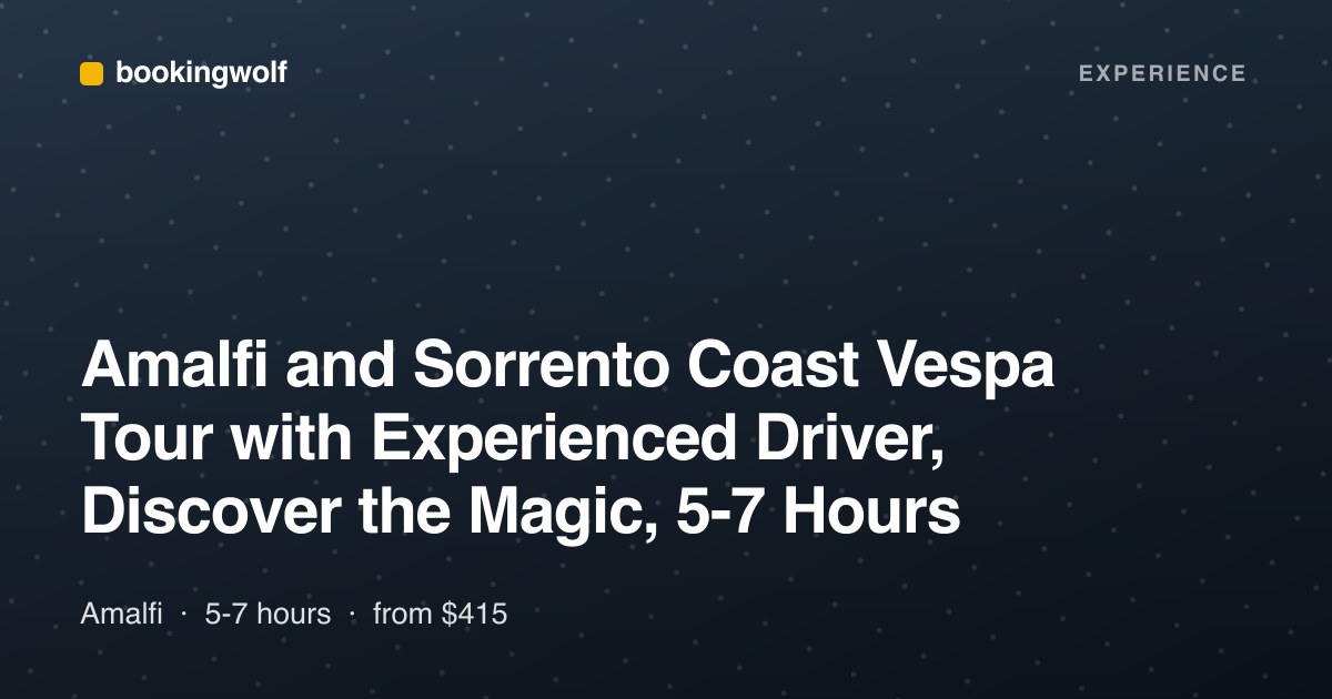 Amalfi and Sorrento Coast Vespa Tour with Experienced Driver, Discover the Magic, 5-7 Hours