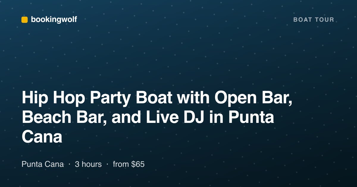 Hip Hop Party Boat with Open Bar, Beach Bar, and Live DJ in Punta Cana