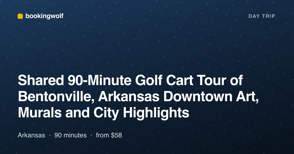 Shared 90-Minute Golf Cart Tour of Bentonville, Arkansas Downtown Art, Murals and City Highlights