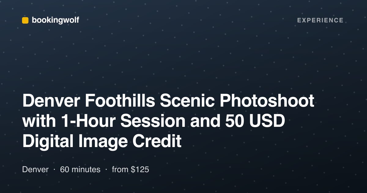 Denver Foothills Scenic Photoshoot with 1-Hour Session and 50 USD Digital Image Credit