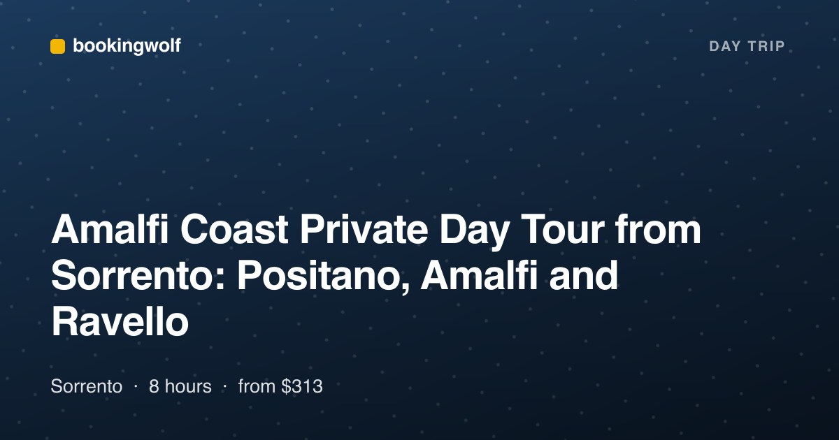 Amalfi Coast Private Day Tour from Sorrento: Positano, Amalfi and Ravello