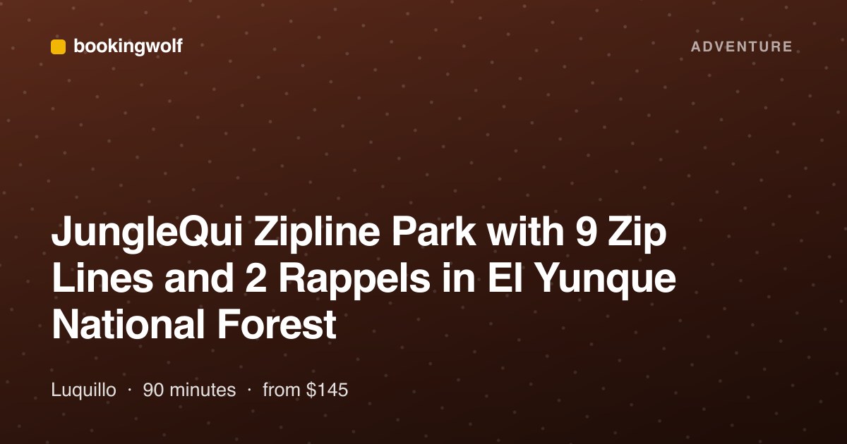 JungleQui Zipline Park with 9 Zip Lines and 2 Rappels in El Yunque National Forest
