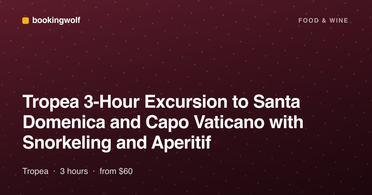 Tropea 3-Hour Excursion to Santa Domenica and Capo Vaticano with Snorkeling and Aperitif