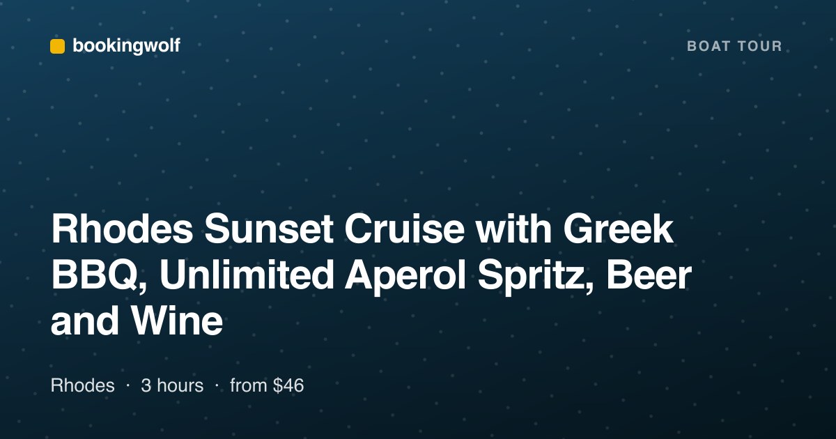 Rhodes Sunset Cruise with Greek BBQ, Unlimited Aperol Spritz, Beer and Wine