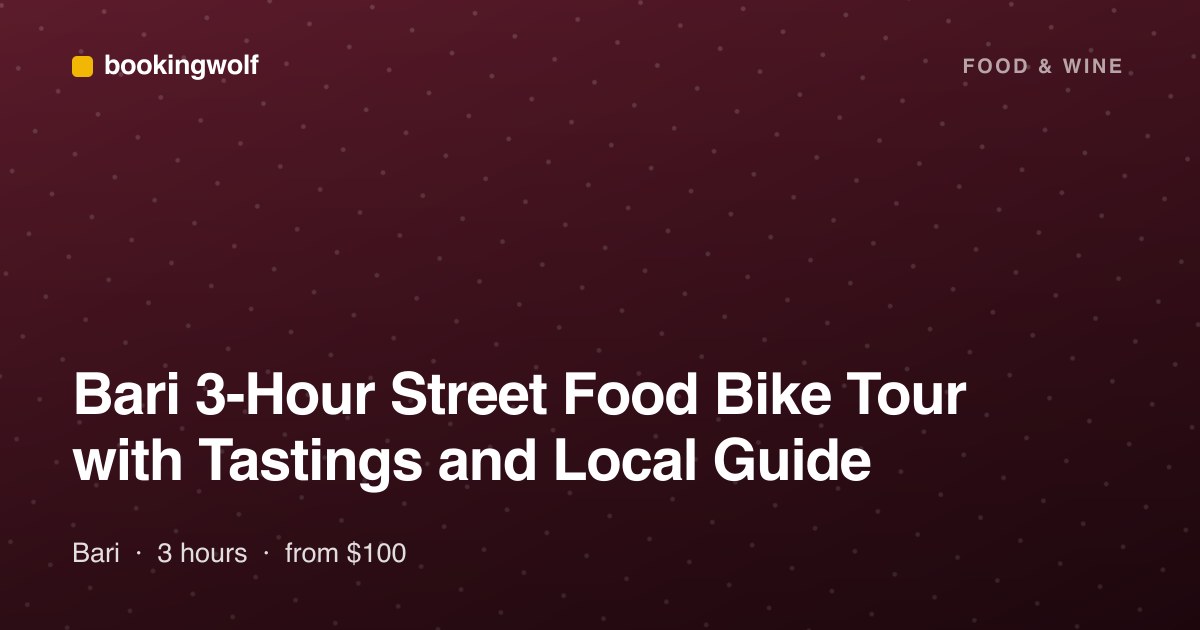 Bari 3-Hour Street Food Bike Tour with Tastings and Local Guide