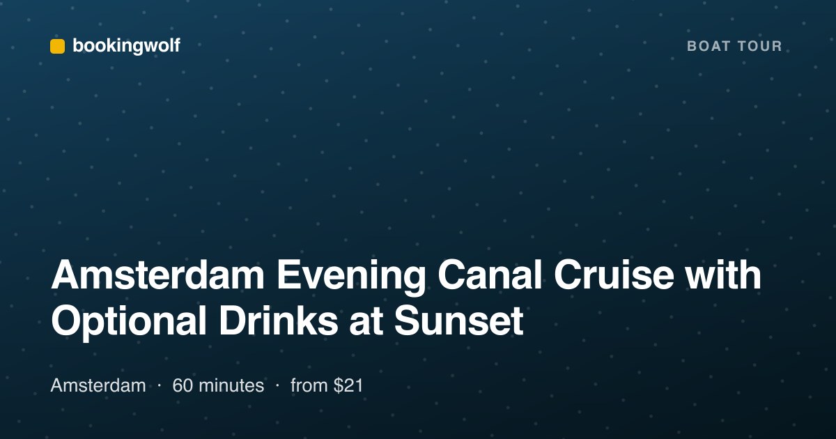 Amsterdam Evening Canal Cruise with Optional Drinks at Sunset